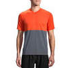 Brooks Fly By Ss Top футболка для бега мужская оранжевая-серая - 1