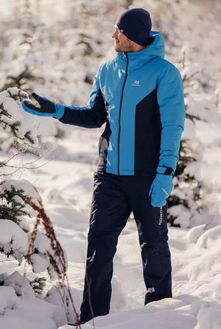 Теплый лыжный костюм мужской Nordski Base синий-темно-синий