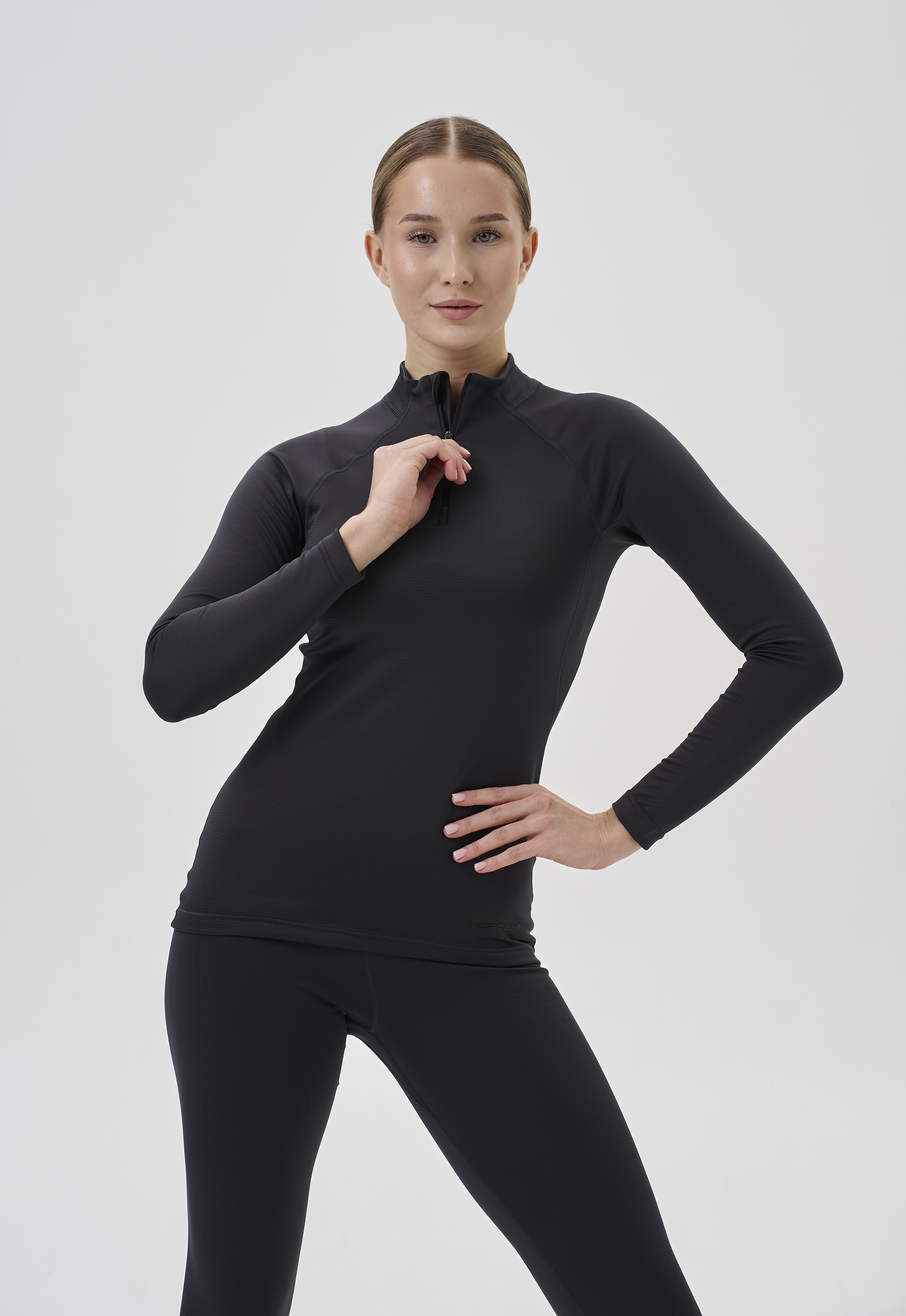 Женский спортивный термолонгслив Nordski Intense Half Zip grey - 3