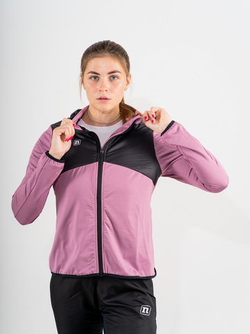 Женская гибридная ветровка с капюшоном Noname Hybrid Run Jersey 23 WOS berry-black