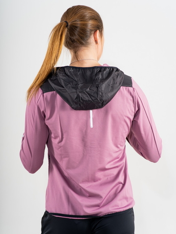 Женская гибридная ветровка с капюшоном Noname Hybrid Run Jersey 23 WOS berry-black