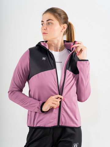 Женская гибридная ветровка с капюшоном Noname Hybrid Run Jersey 23 WOS berry-black