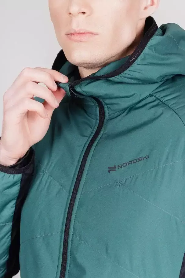 Мужской лыжный костюм с капюшоном Nordski Hybrid Warm Pro alpine green-black - 6