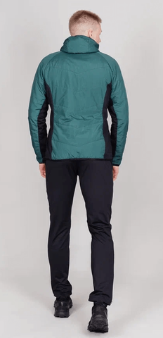 Мужской лыжный костюм с капюшоном Nordski Hybrid Warm Pro alpine green-black
