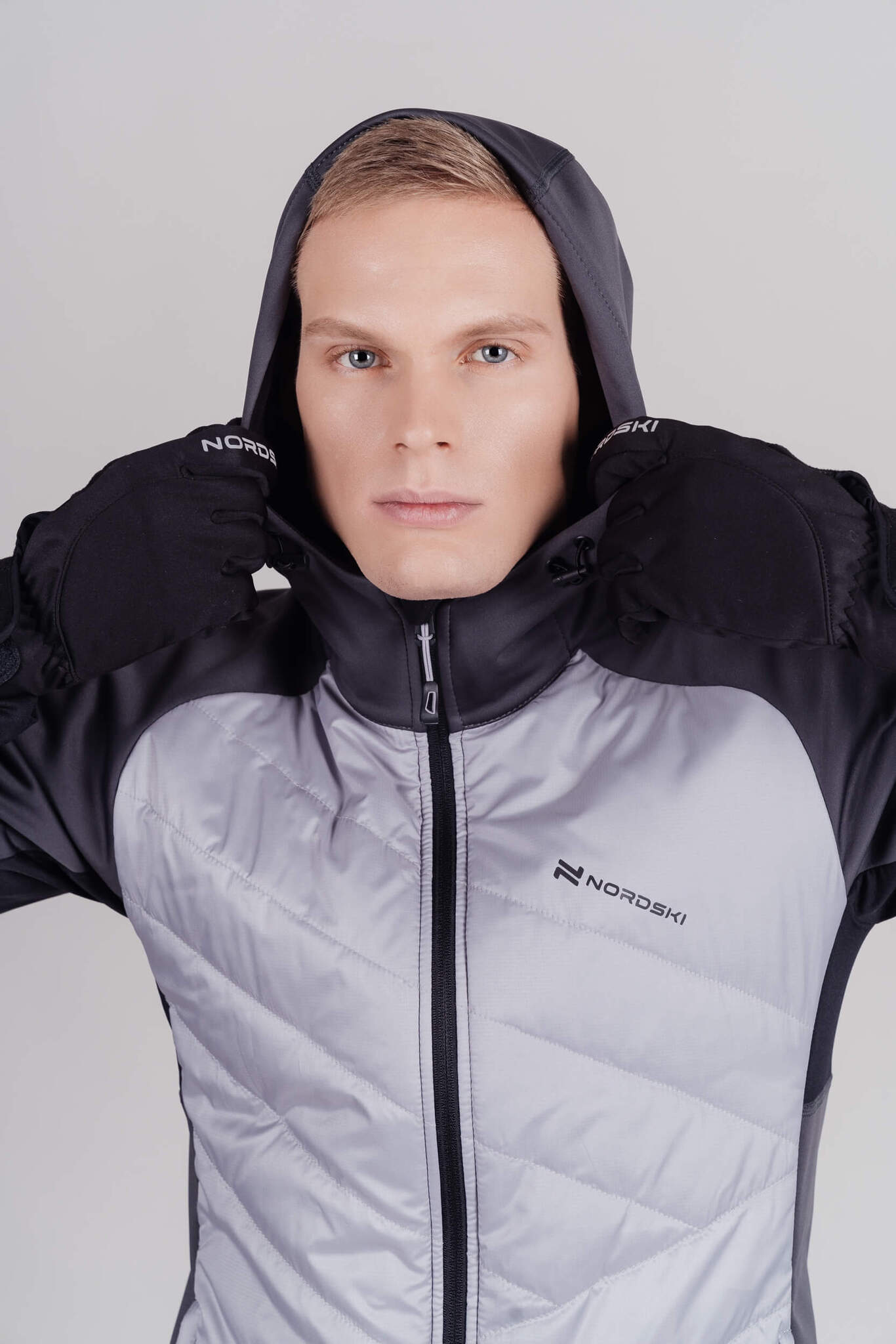 Мужская тренировочная куртка с капюшоном Nordski Hybrid Hood grey - 5