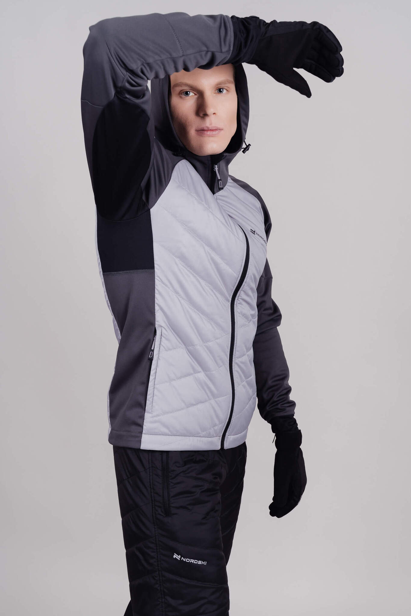Мужская тренировочная куртка с капюшоном Nordski Hybrid Hood grey - 7