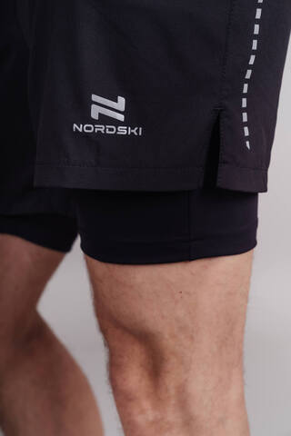 Nordski Pro шорты с лосинами мужские black