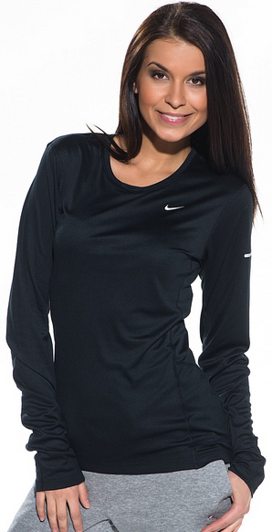 Футболка Nike Miler LS Top (W) /Рубашка беговая чёрная - 3