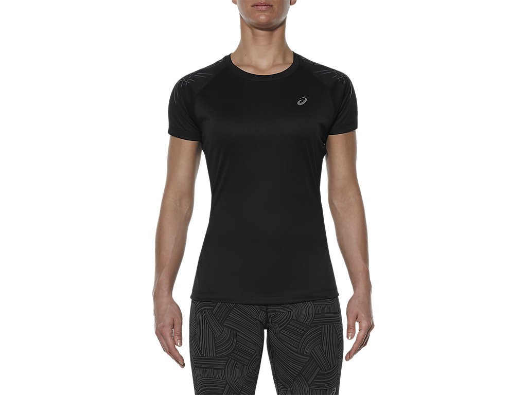 ASICS STRIPE SS TOP женская спортивная футболка черная
