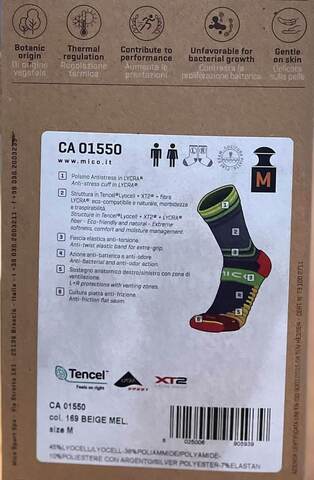 Спортивные носки средней высоты Mico Odor Zero XT2 Natural Tencel Outdoor синие