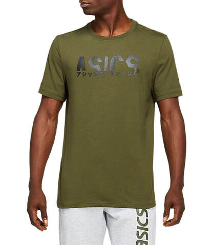 Asics Katakana Graphic Tee футболка для бега мужская хаки (Распродажа)