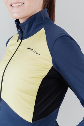 Женская куртка для лыж и бега зимой Nordski Hybrid blue-yellow
