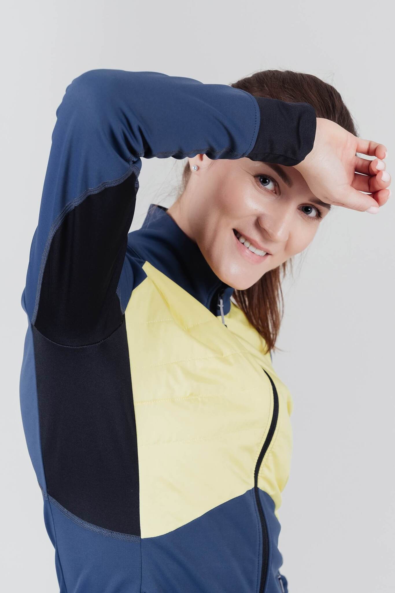 Женская куртка для лыж и бега зимой Nordski Hybrid blue-yellow - 5