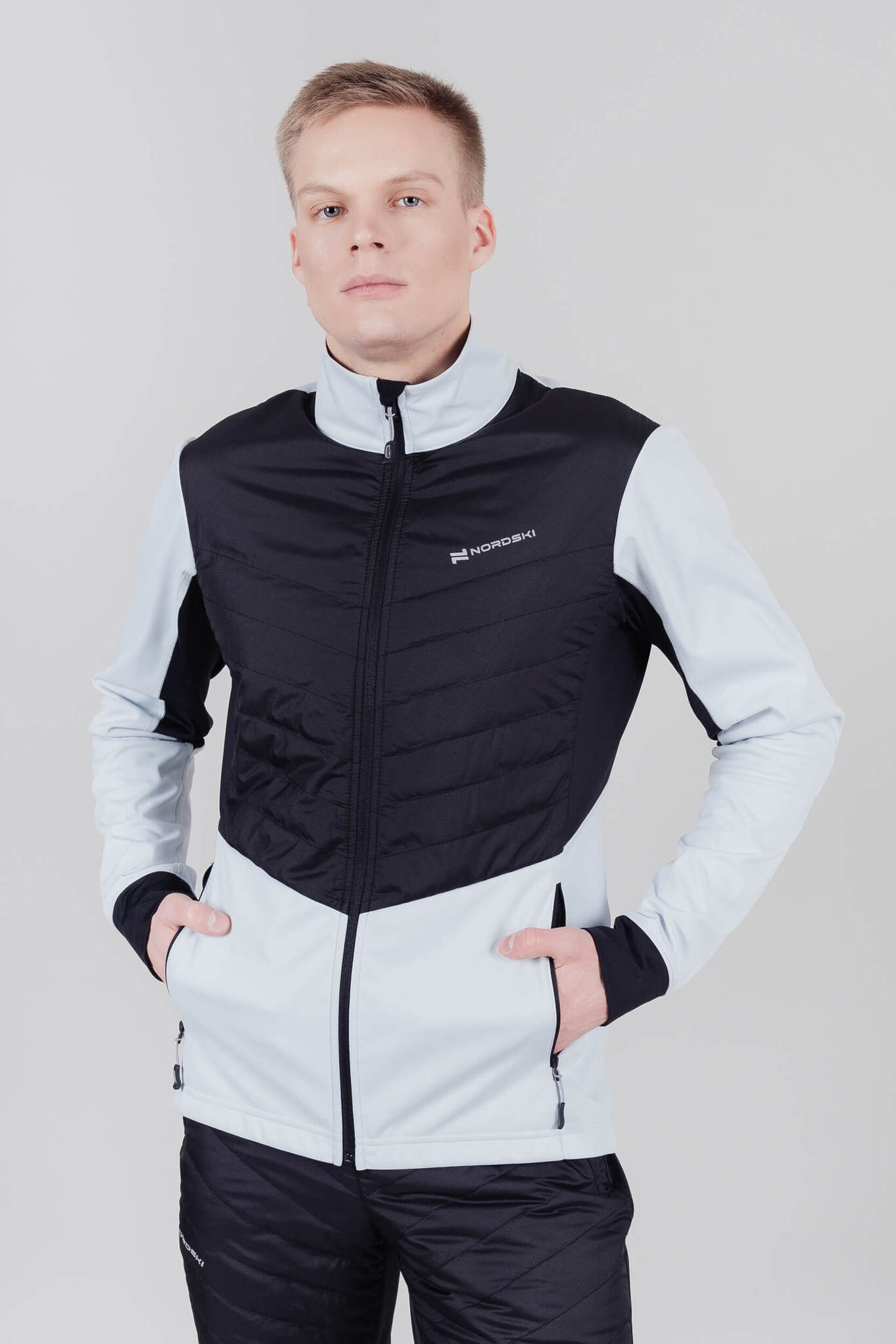 Мужская куртка  для лыж и бега зимой Nordski Hybrid pearl blue-black - 3