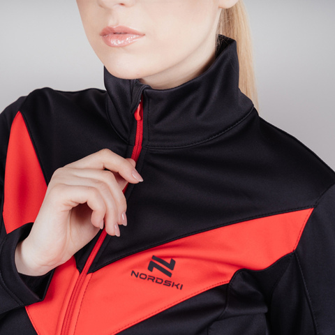 Утепленный беговой костюм женский Nordski Base black-red