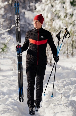 Мужской утепленный лыжный костюм Nordski Base Premium red-black