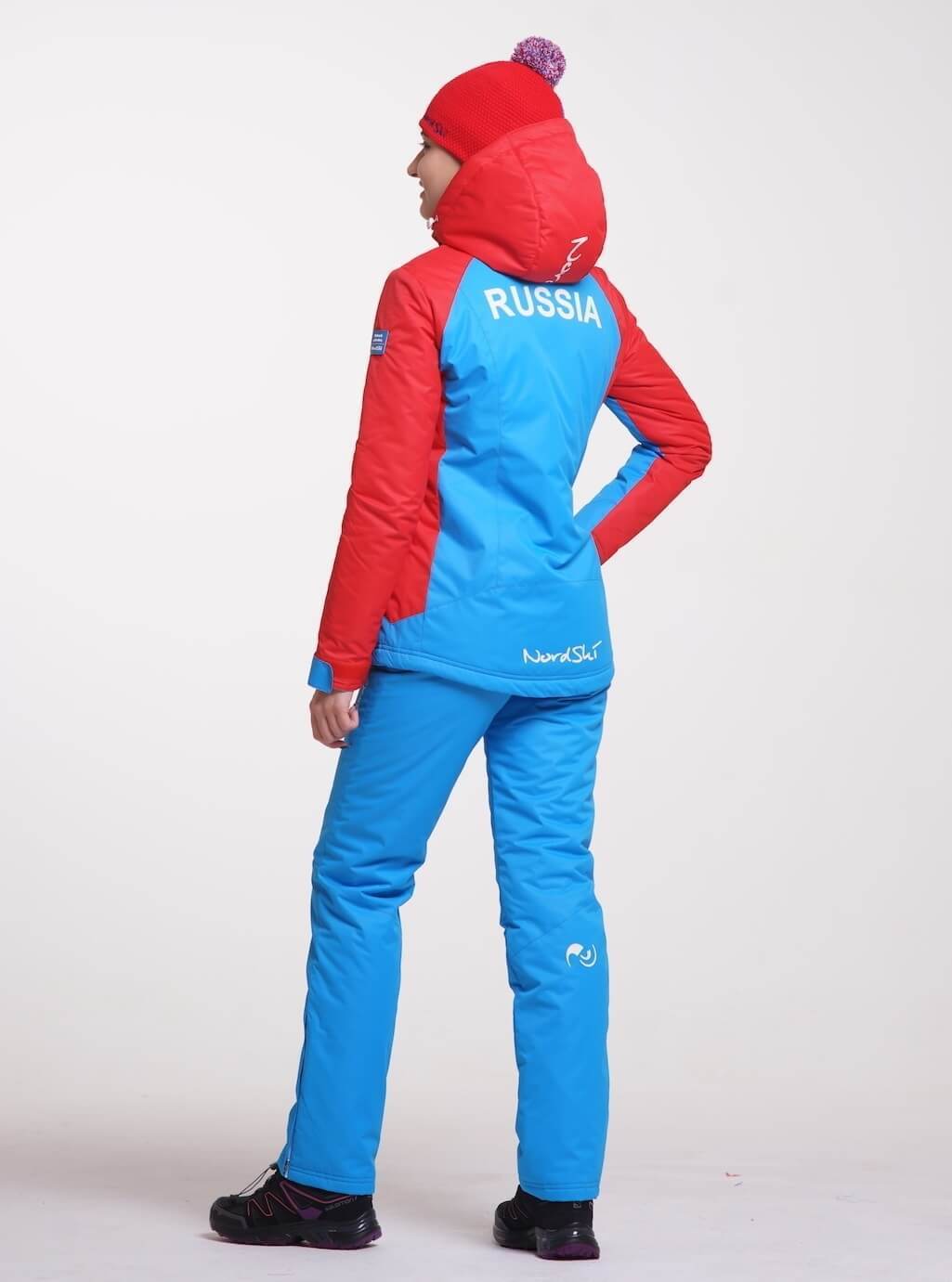 Красный женский горнолыжный костюм
