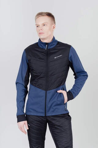 Мужская куртка для лыж и бега зимой Nordski Hybrid blue-black