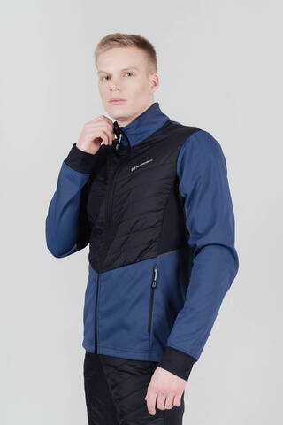 Мужская куртка для лыж и бега зимой Nordski Hybrid blue-black