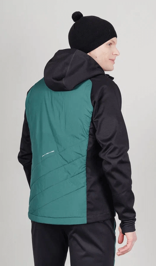 Мужской лыжный костюм с капюшоном Nordski Hybrid Warm black-alpine green - 8