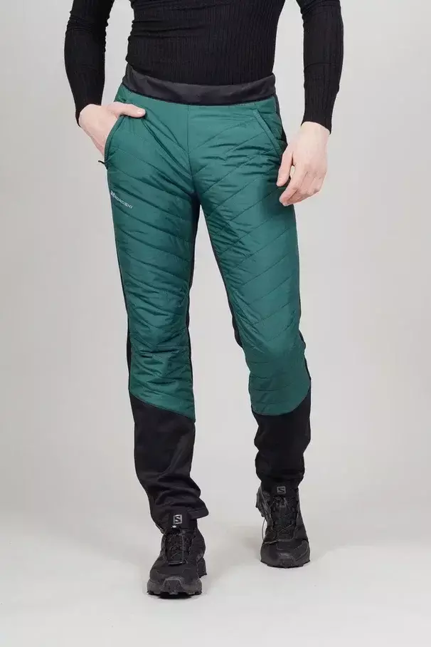 Мужской лыжный костюм с капюшоном Nordski Hybrid Warm black-alpine green - 12