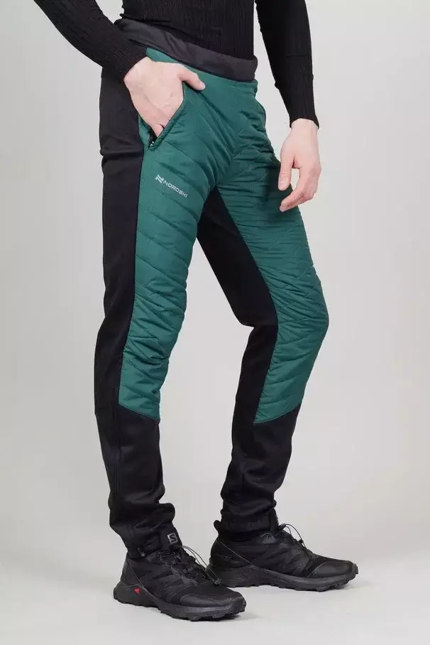 Мужской лыжный костюм с капюшоном Nordski Hybrid Warm black-alpine green - 13