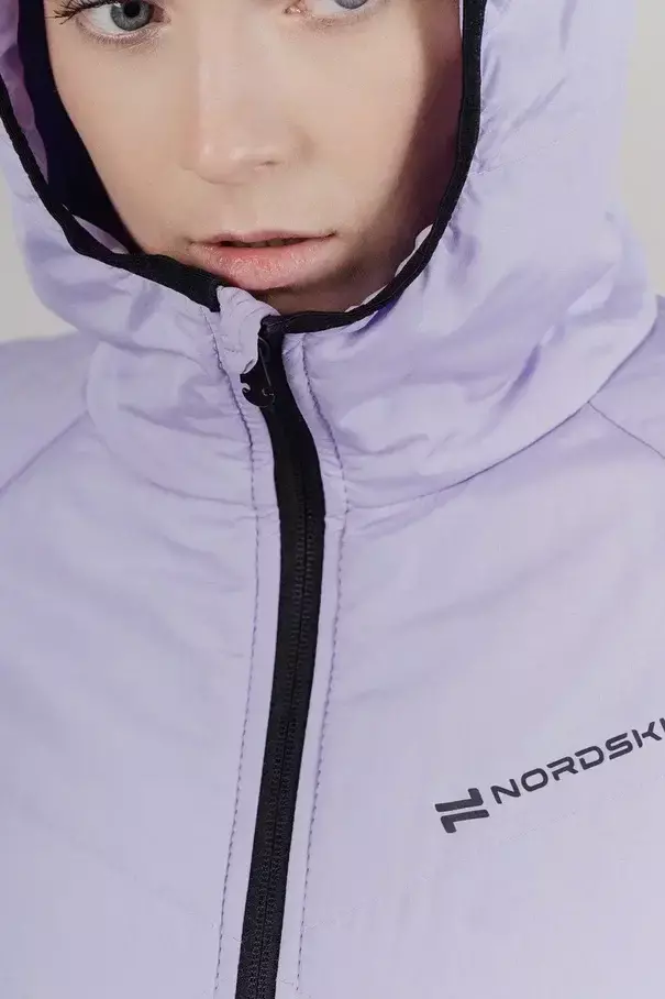 Женский лыжный костюм с капюшоном Nordski Hybrid Warm Pro lavender-black - 6