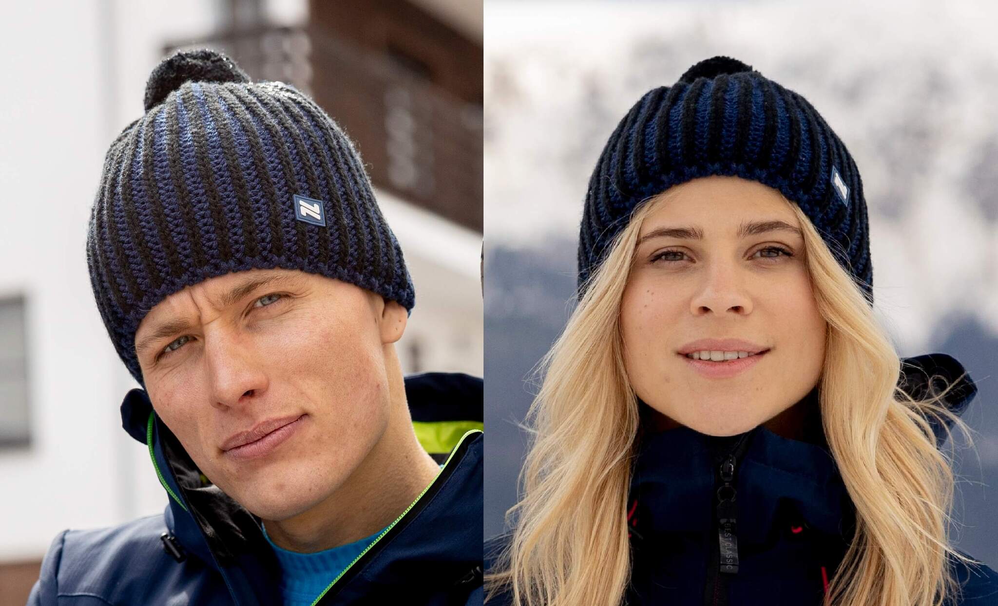 Вязаная шапка с шерстью Nordski Wool черная-синяя