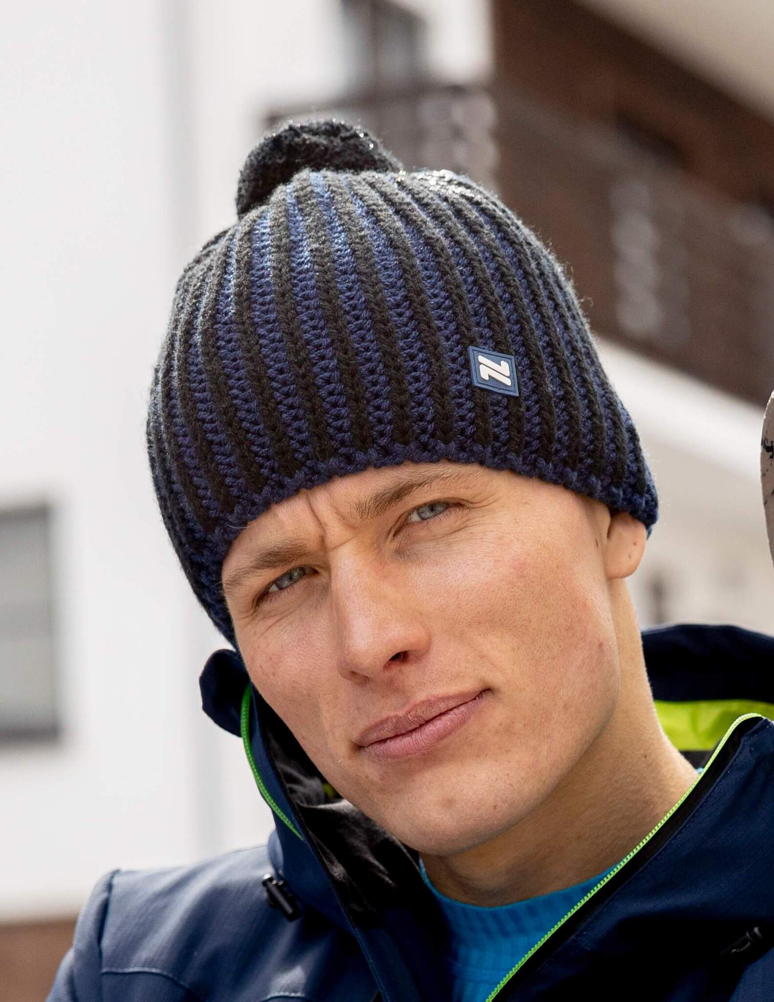 Вязаная шапка с шерстью Nordski Wool черная-синяя - 2