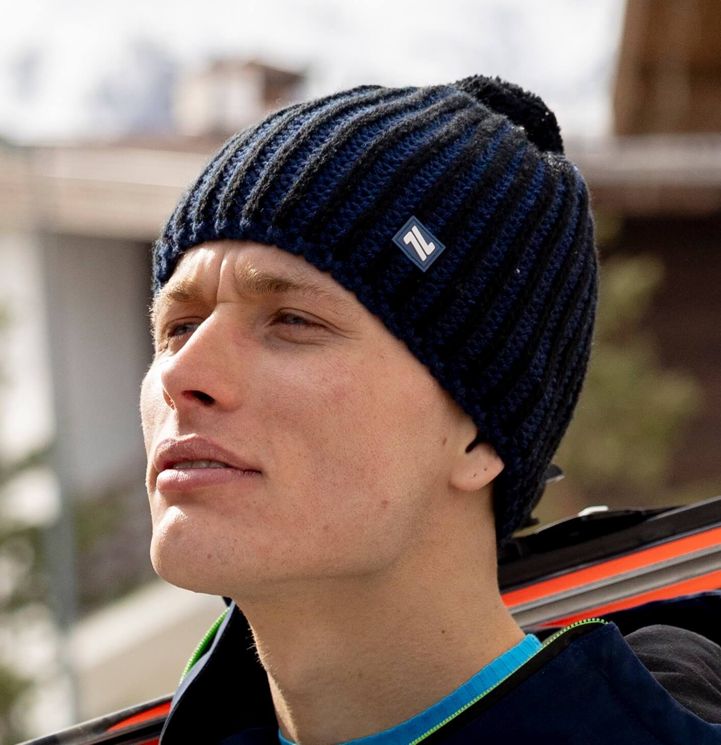 Вязаная шапка с шерстью Nordski Wool черная-синяя - 4