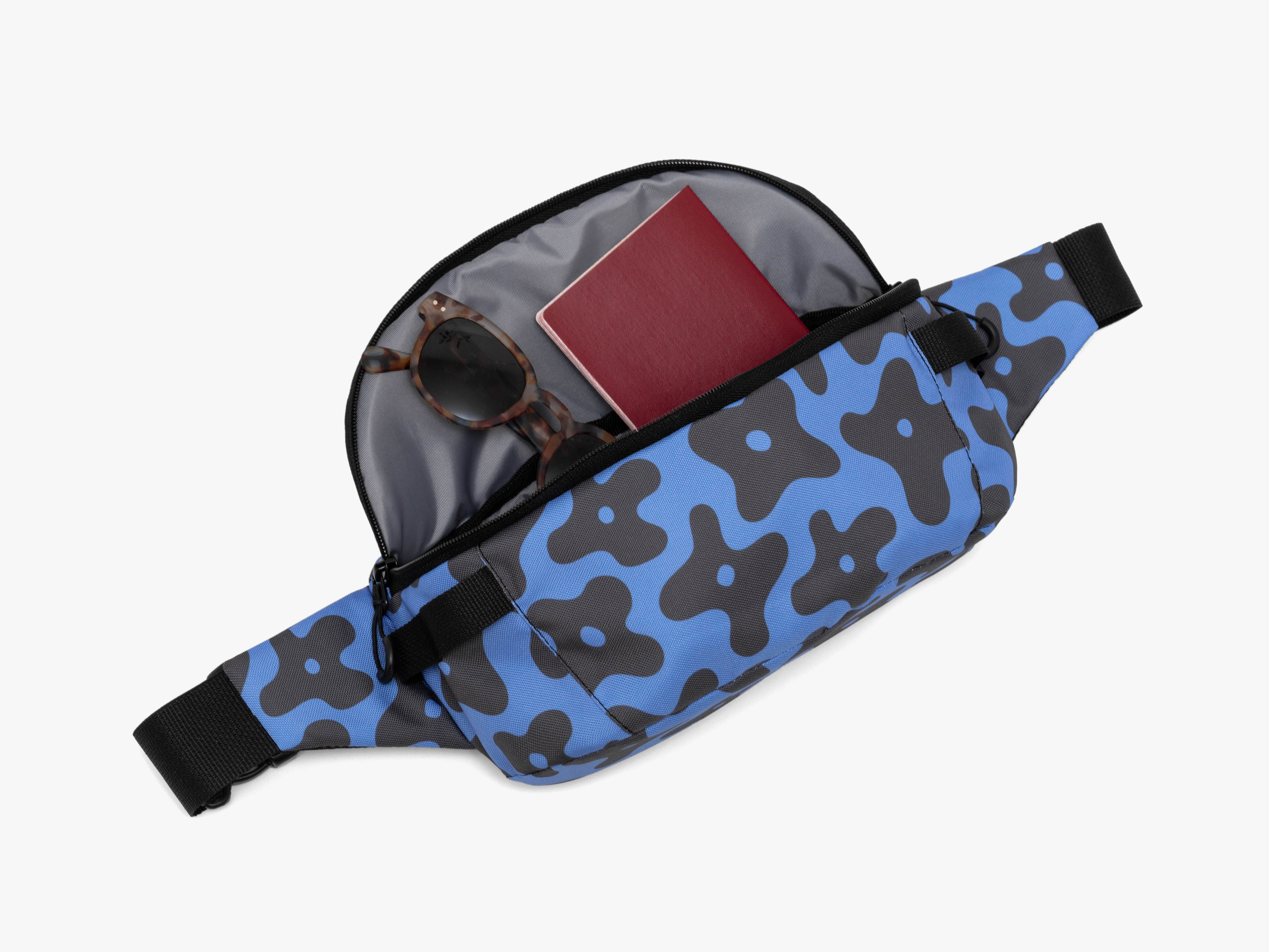 Повседневная сумка на пояс Enklepp Lamel Waist Bag black flowers-blue - 5