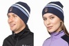 Вязаная шапка с шерстью Moax Tradition Sport Stripe серо-синяя - 1