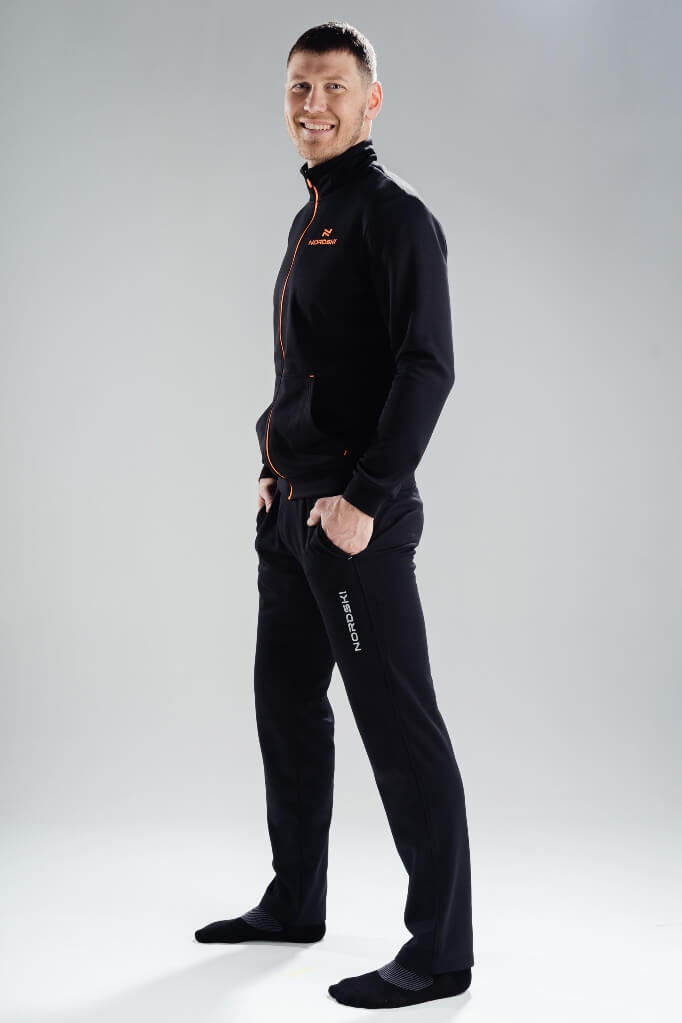 Nordski Zip Base спортивный костюм мужской black-orange