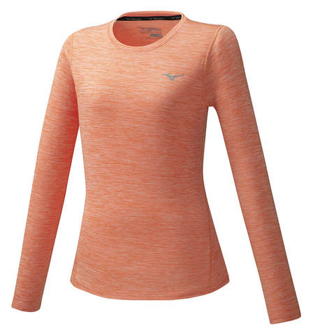 Mizuno Impulse Core Ls Tee футболка с длинным рукавом женская оранжевая