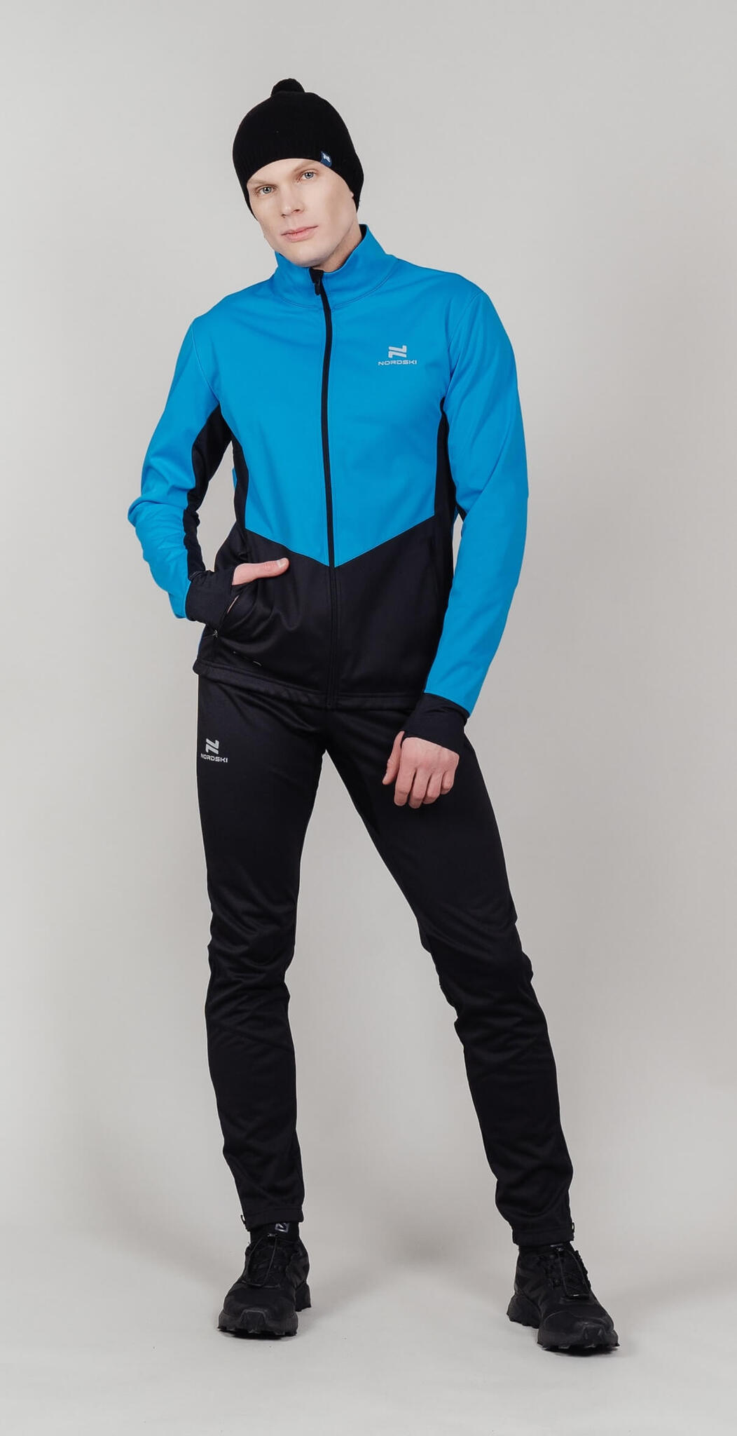 Мужская тренировочная лыжная куртка Nordski Pro light blue-black - 14