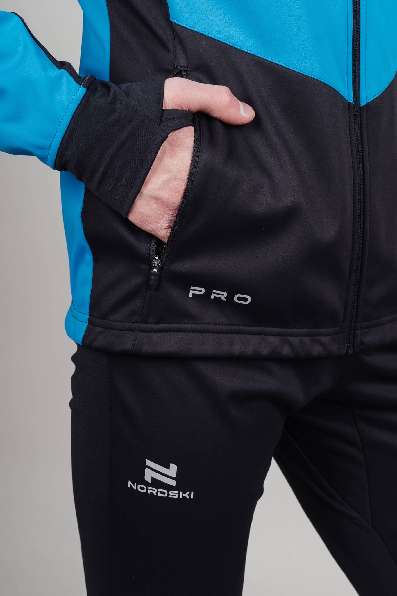 Мужская тренировочная лыжная куртка Nordski Pro light blue-black - 13