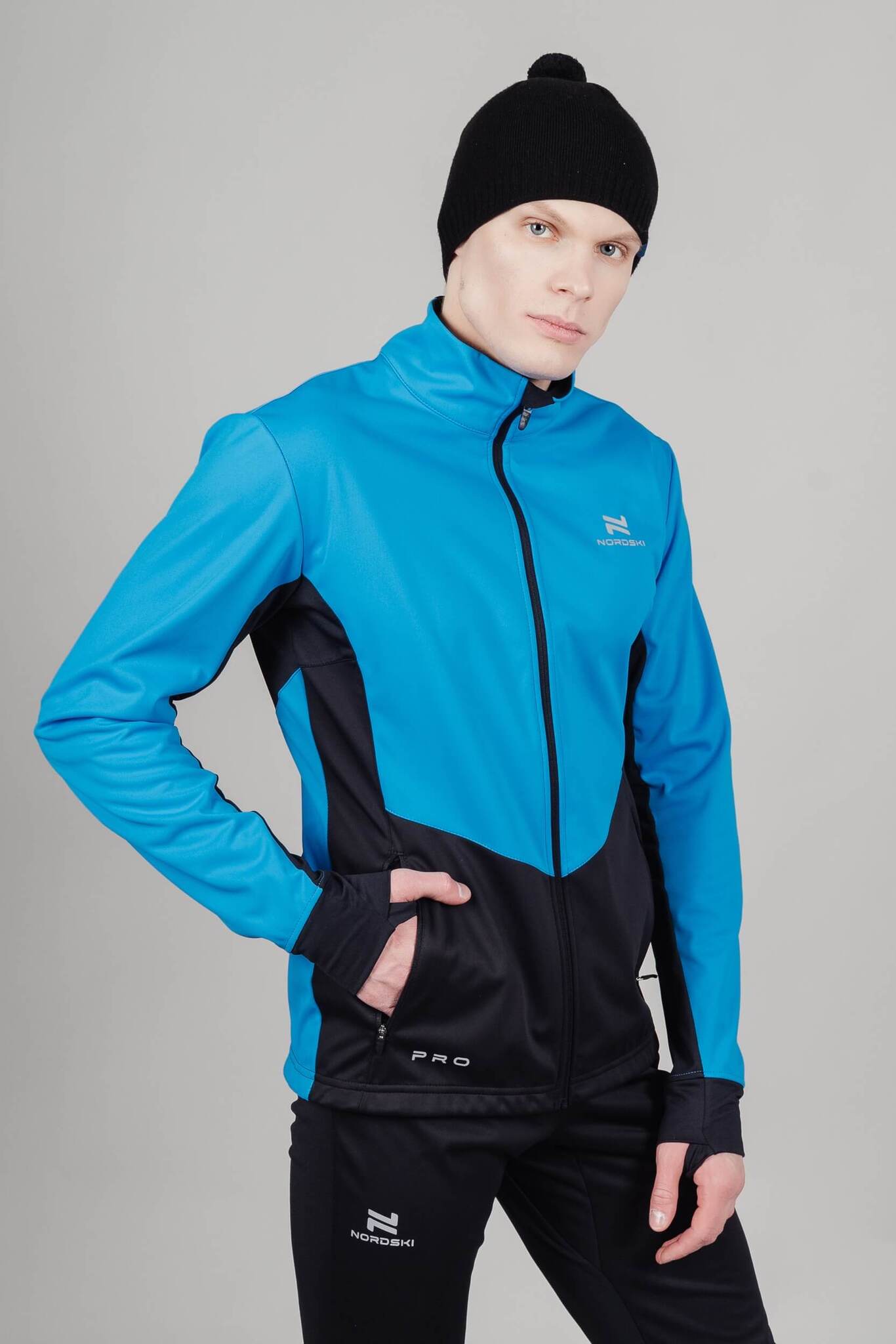 Мужская тренировочная лыжная куртка Nordski Pro light blue-black - 9
