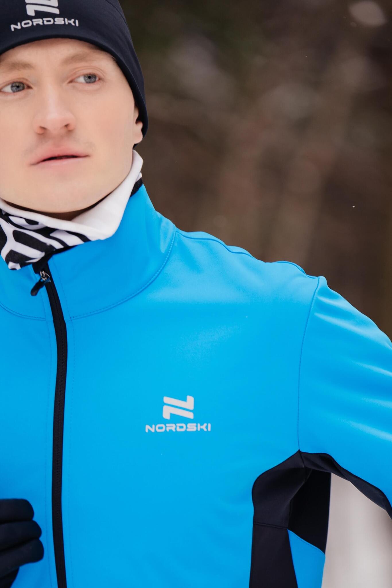 Мужская тренировочная лыжная куртка Nordski Pro light blue-black - 6