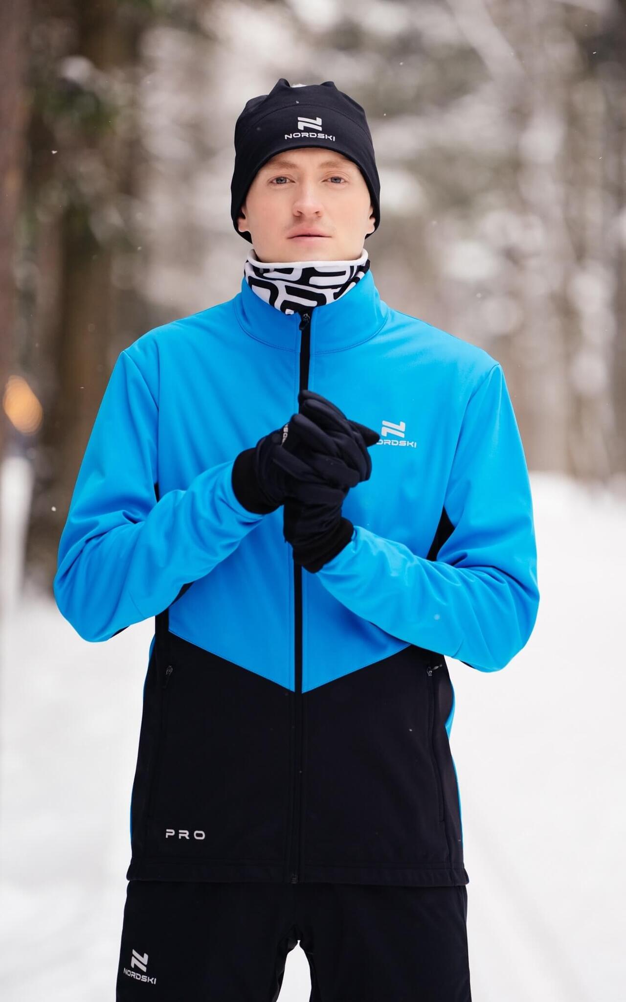 Мужская тренировочная лыжная куртка Nordski Pro light blue-black