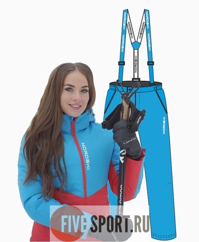 Nordski Montana Premium RUS утепленный лыжный костюм женский Blue-Red