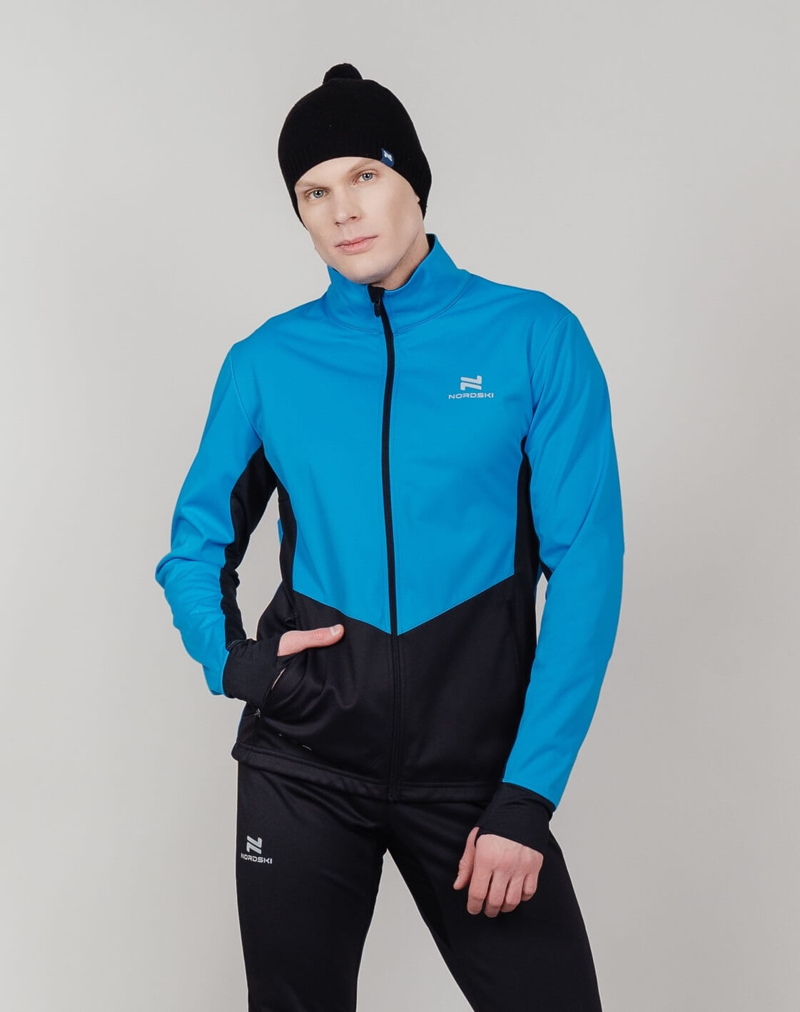 Мужская тренировочная лыжная куртка Nordski Pro light blue-black - 8