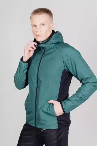 Мужская тренировочная куртка с капюшоном Nordski Hybrid Warm alpine green-black