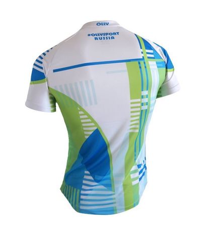 Olly Sport футболка беговая белая-синяя-лайм