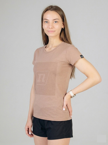 Женская спортивная футболка Noname Logo бежевая