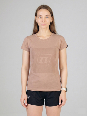 Женская спортивная футболка Noname Logo бежевая