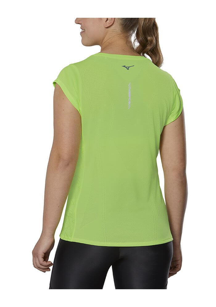 Mizuno Aero Tee беговая футболка женская зеленая - 2