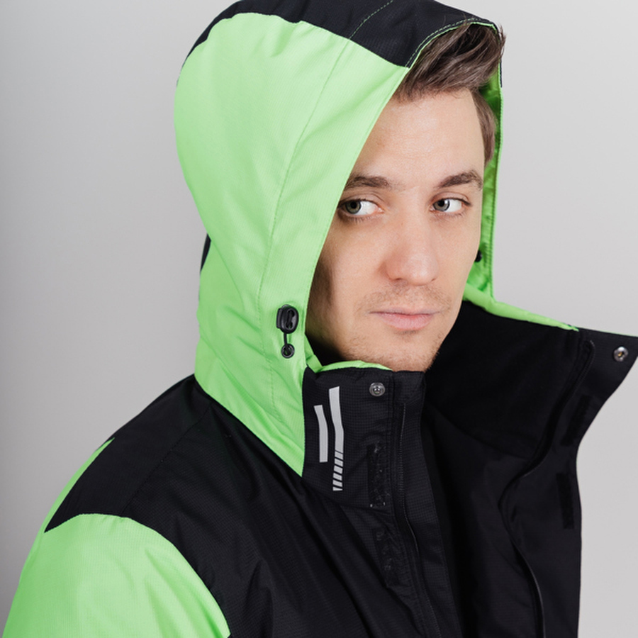 Lime мужская одежда. Горнолыжная куртка Nordski extreme Black/Lime. Карман на левом рукаве горнолыжного костюма