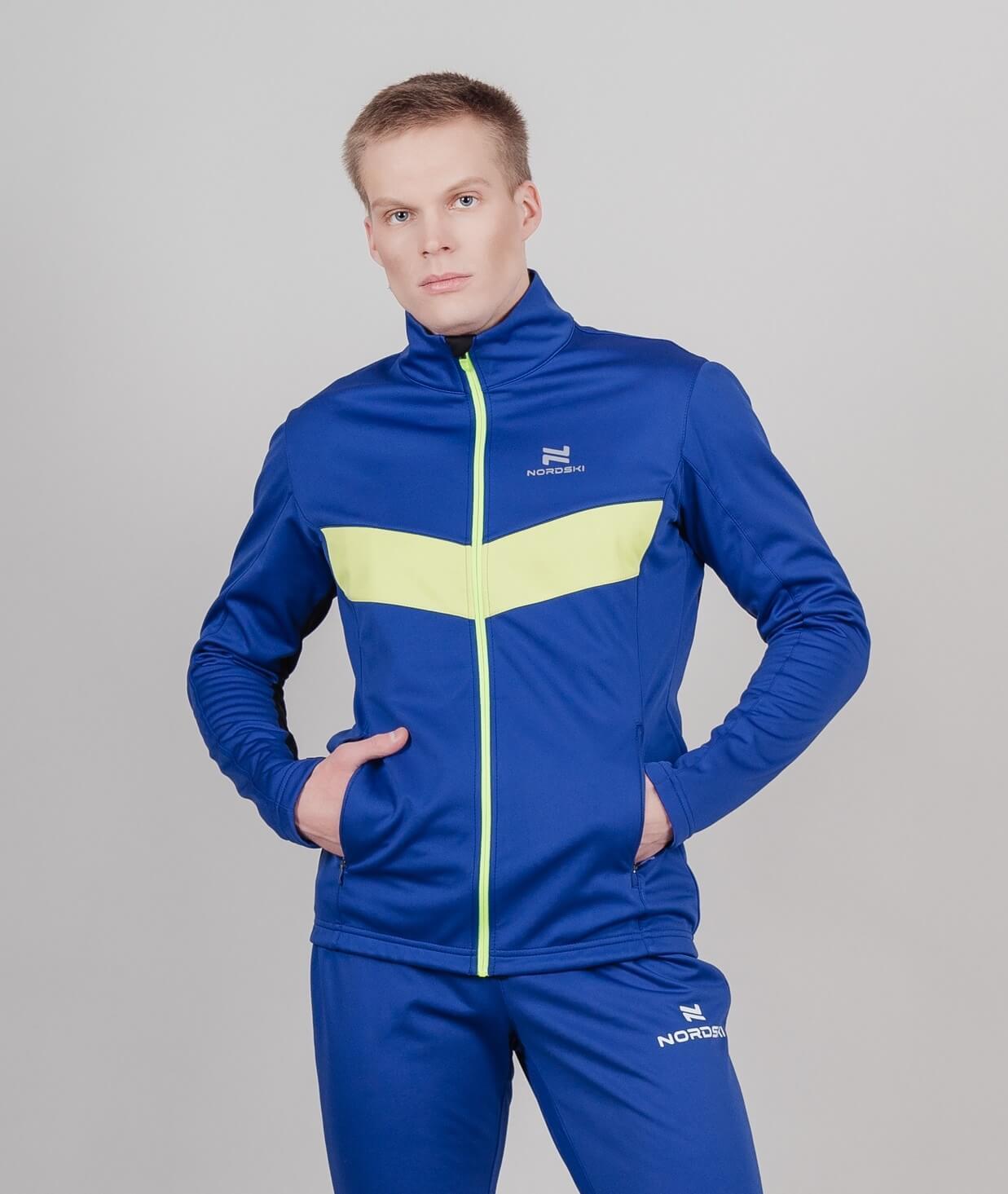 Мужская утепленная разминочная куртка Nordski Base true blue-lime