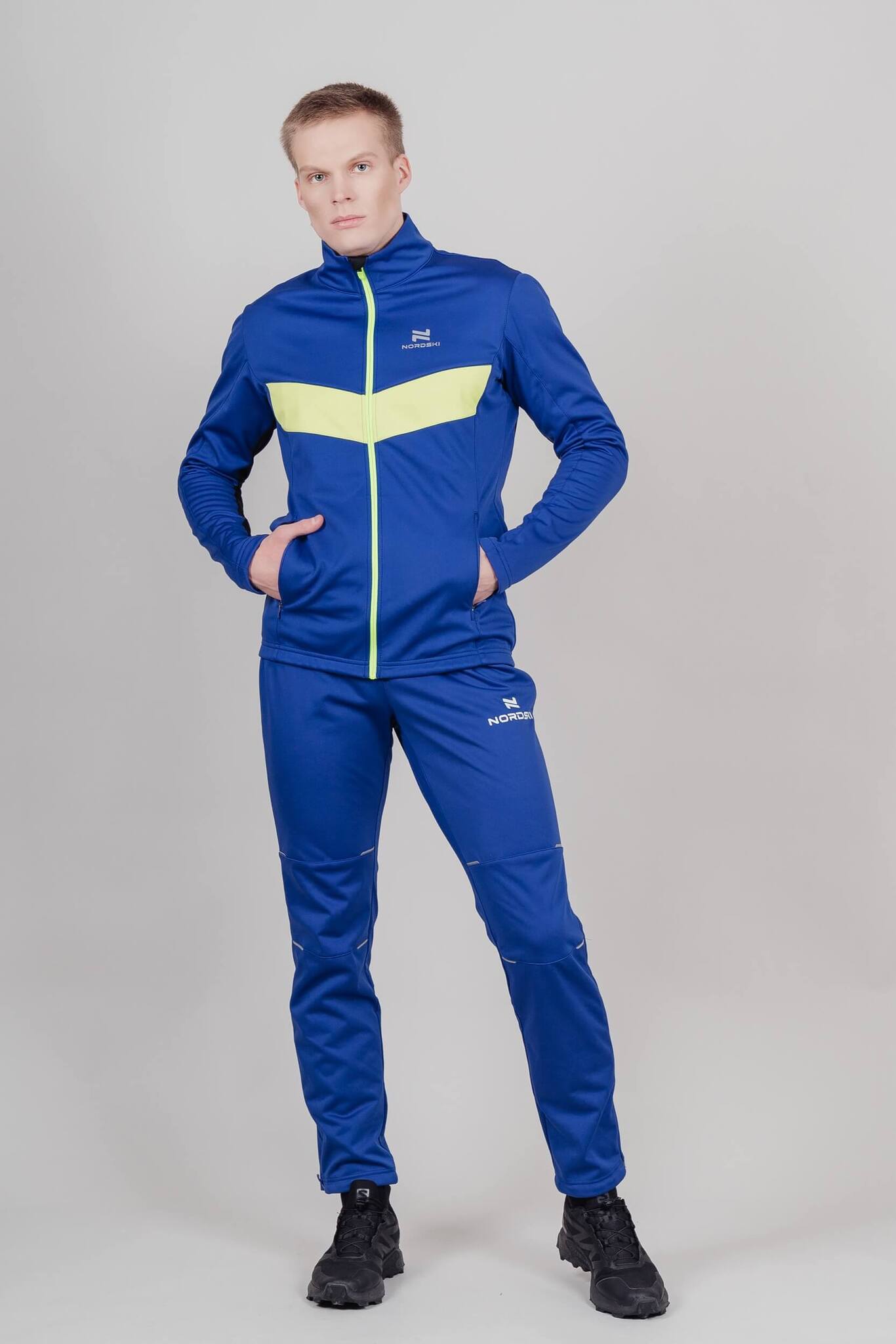 Мужская утепленная разминочная куртка Nordski Base true blue-lime - 7