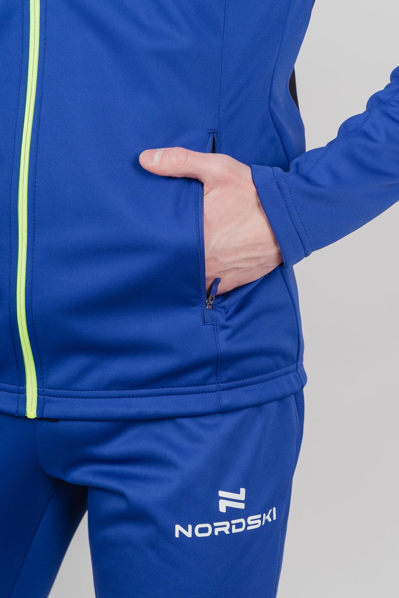 Мужская утепленная разминочная куртка Nordski Base true blue-lime - 5